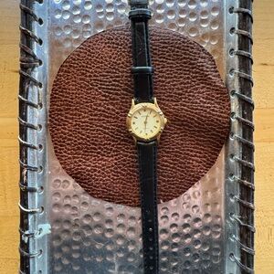 Classic Black Leather Strap Watch